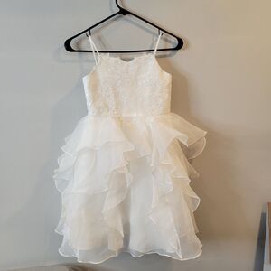 David's Bridal Girl Sleeveless Ivory Flower Girl Communion Dress  Size 7